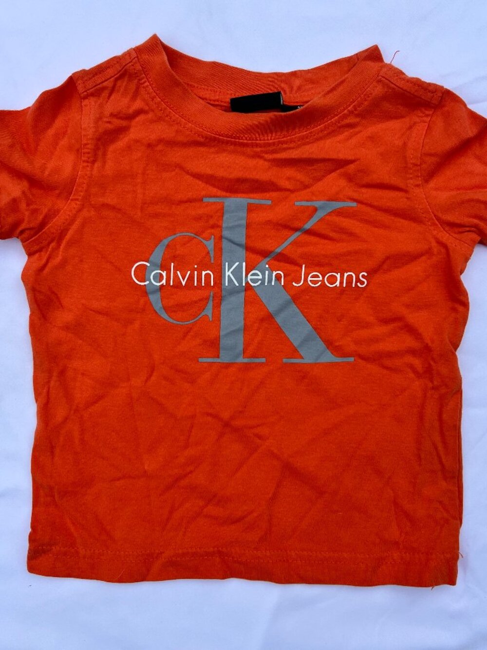 Boys 12M Calvin Klein Jeans CK Logo Tee — Orange — GUC
